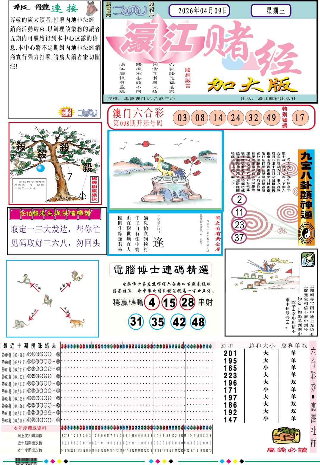 099期濠江赌经A加大版[图]