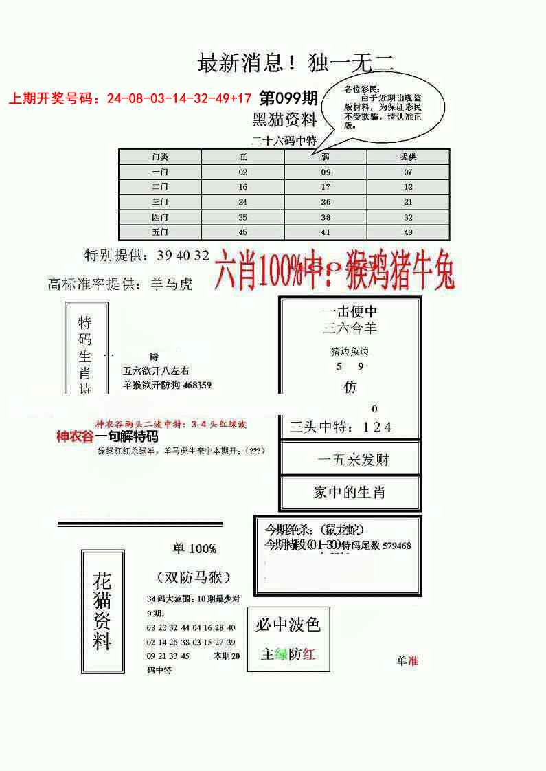 099期独一无二(正)[图]